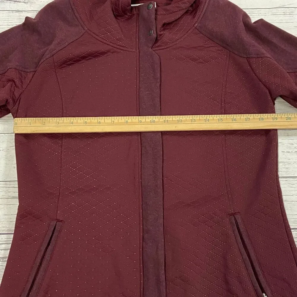 North Face Burgundy Long Hooded Coat Woman’s Size Large - Picture 5 of 8